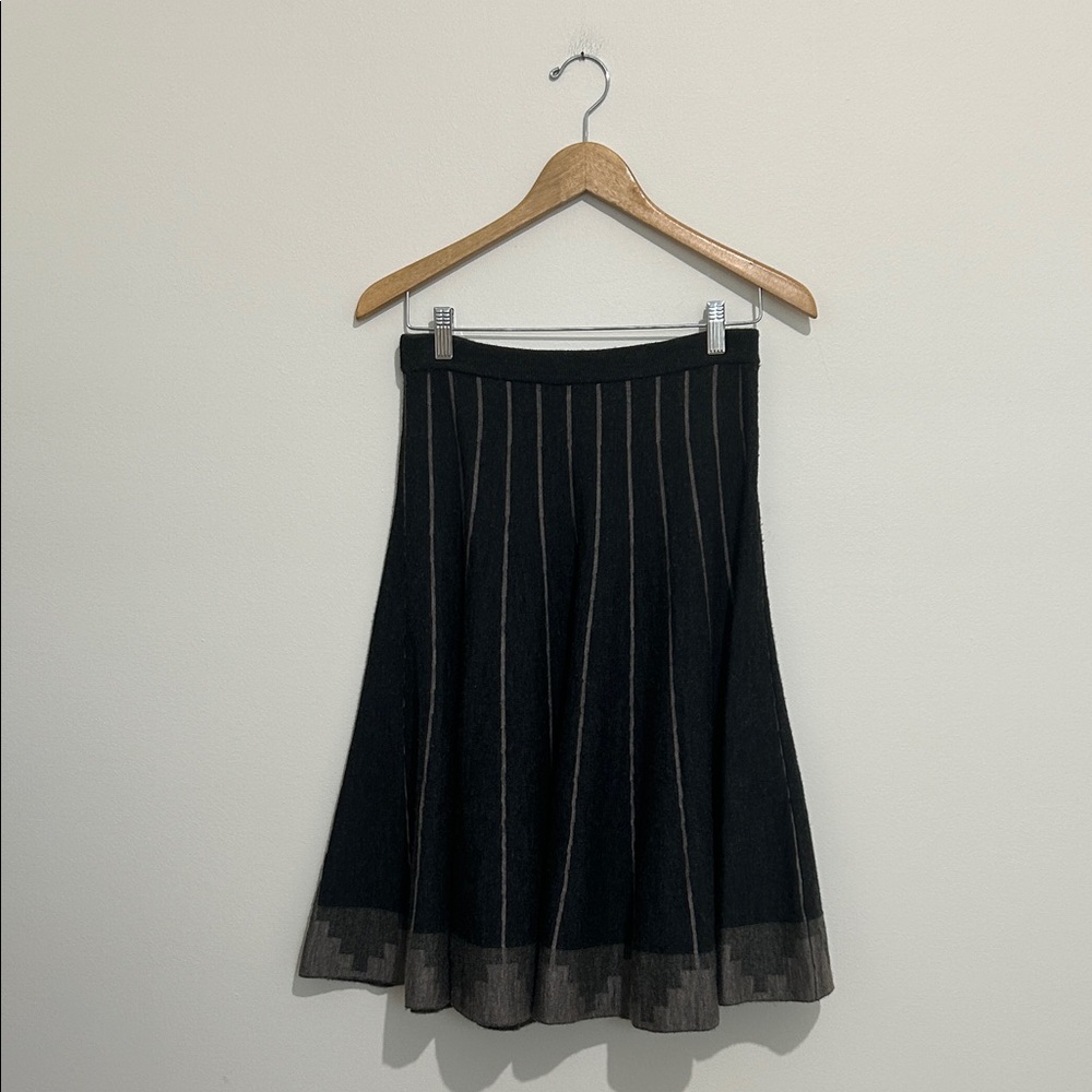 Adrienne Black and Gray Merino Wool Sweater‎ Skirt Size Small